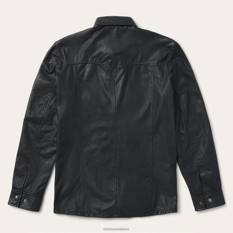 Stetson giacca da camicia western in pelle 6BP6J393 abbigliamento nero uomini