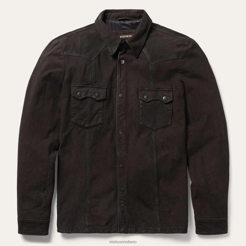 Stetson giacca da camicia western in pelle 6BP6J413 abbigliamento marrone uomini