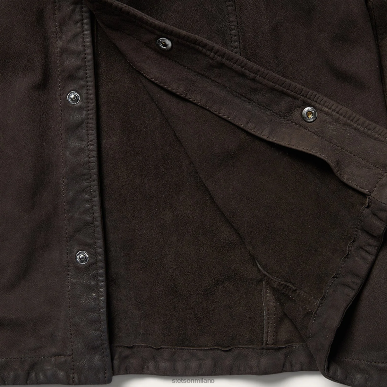 Stetson giacca da camicia western in pelle 6BP6J413 abbigliamento marrone uomini