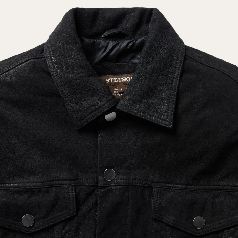 Stetson giacca di jeans in pelle 6BP6J412 abbigliamento nero uomini