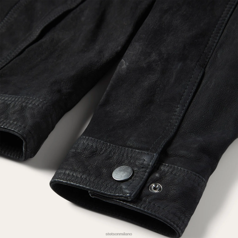 Stetson giacca di jeans in pelle 6BP6J412 abbigliamento nero uomini