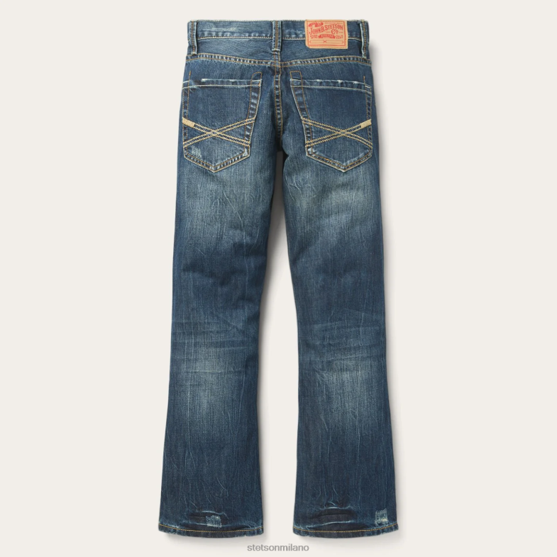 Stetson Jeans con vestibilità 1014 lavaggio scuro destrutturato 6BP6J388 abbigliamento blu uomini