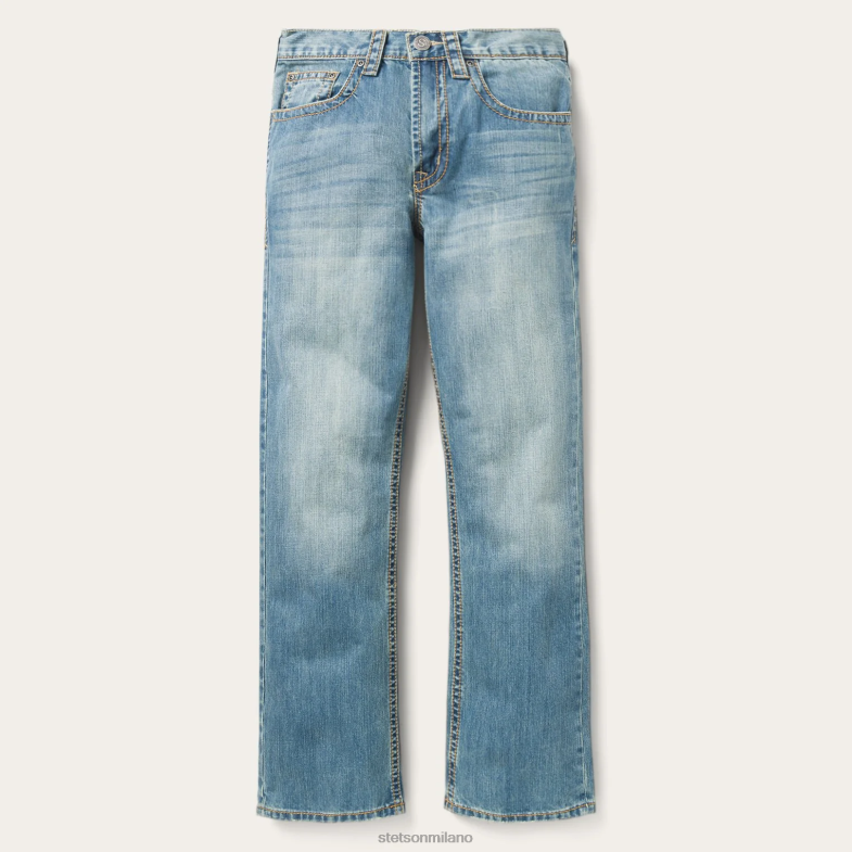 Stetson Jeans vestibilità 1520 lavaggio chiaro con imbastitura 6BP6J389 abbigliamento blu uomini