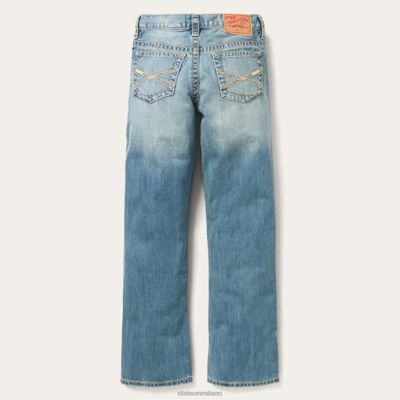 Stetson Jeans vestibilità 1520 lavaggio chiaro con imbastitura 6BP6J389 abbigliamento blu uomini