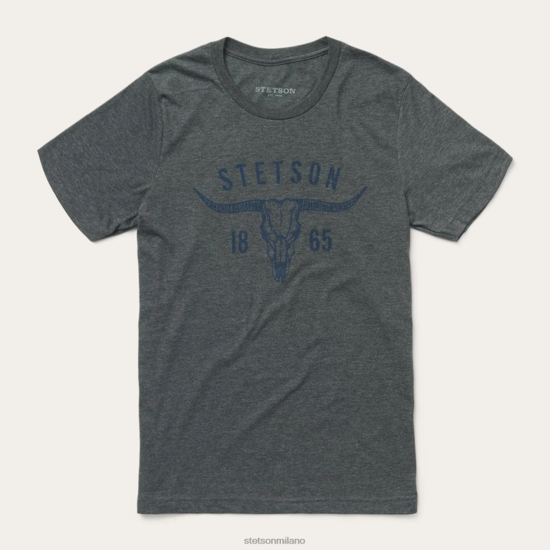 Stetson T-shirt con grafica Longhorn 6BP6J362 abbigliamento grigio uomini