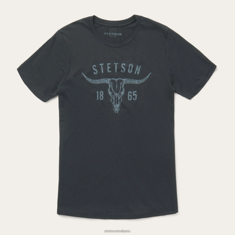Stetson T-shirt con grafica Longhorn 6BP6J371 abbigliamento nero uomini