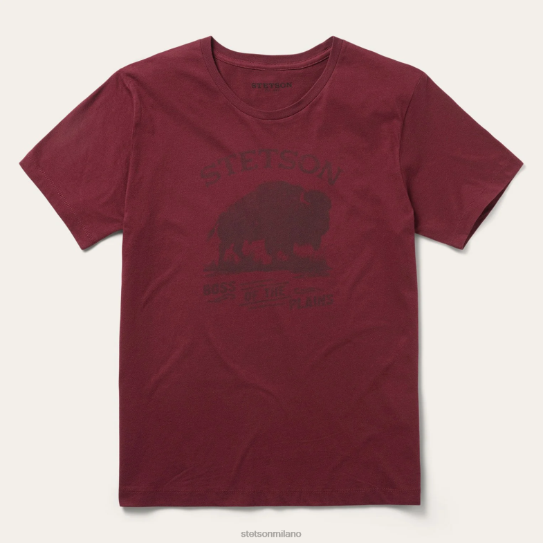 Stetson T-shirt con grafica bisonte 6BP6J374 abbigliamento rosso uomini
