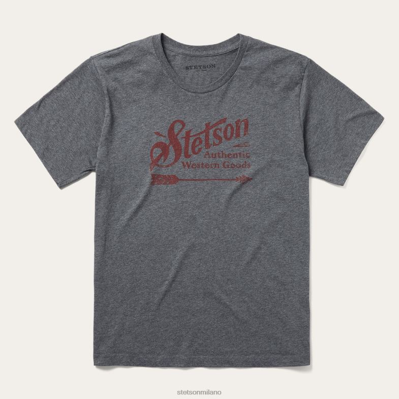 Stetson maglietta con grafica freccia vintage 6BP6J368 abbigliamento grigio uomini
