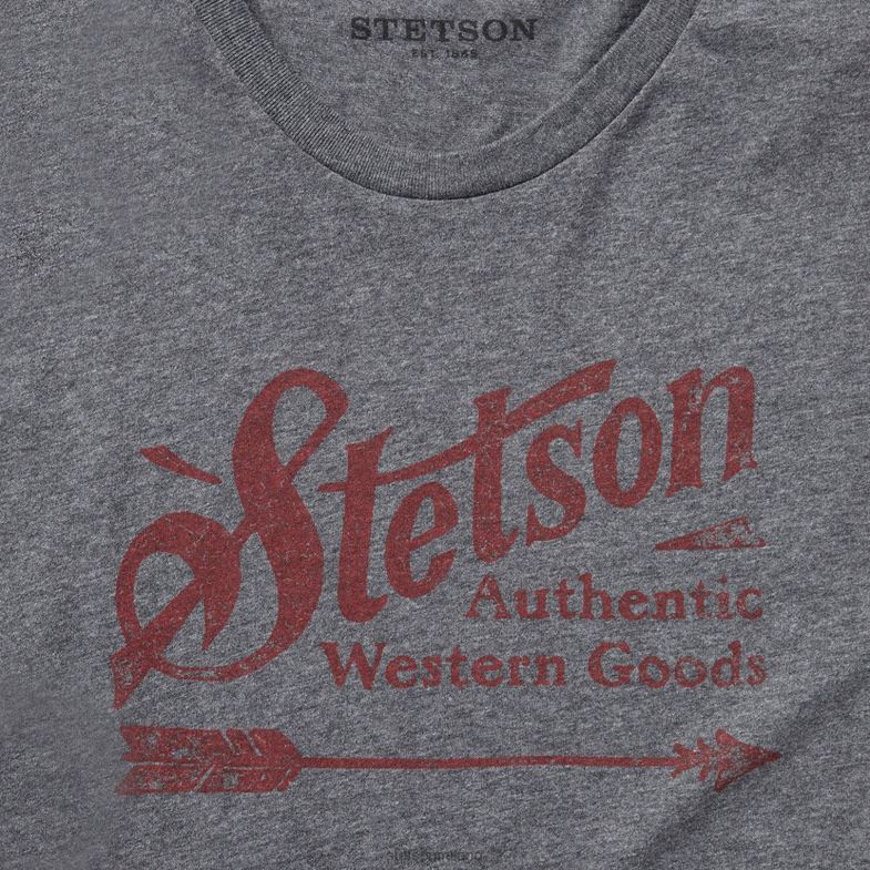Stetson maglietta con grafica freccia vintage 6BP6J368 abbigliamento grigio uomini