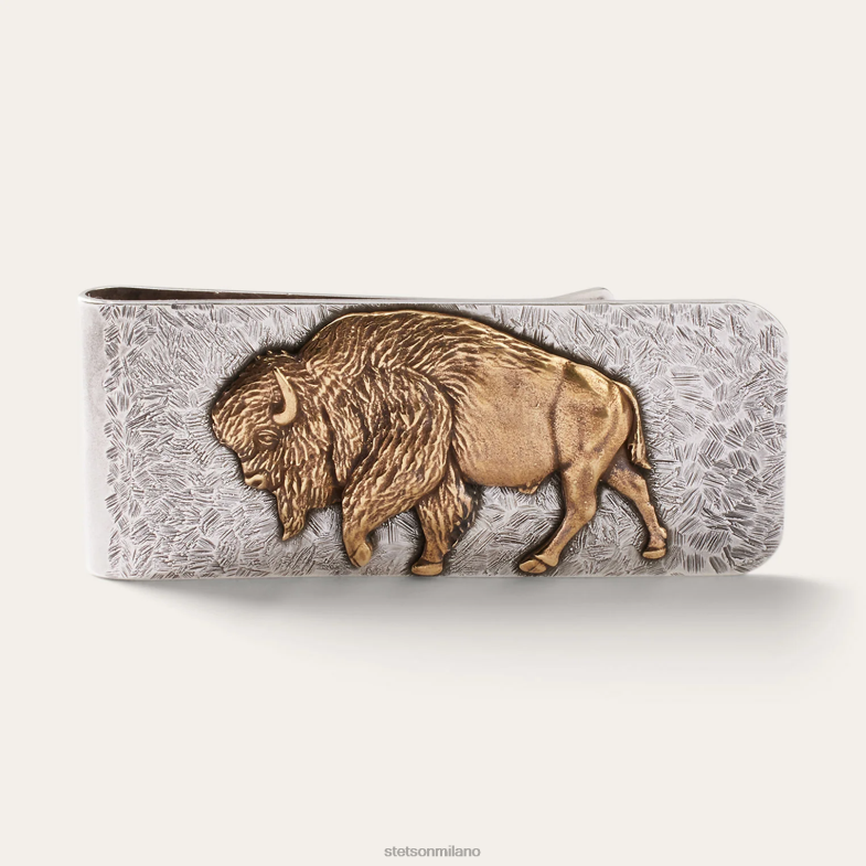 Stetson fermasoldi in bufalo americano 6BP6J415 accessorio argento sterling/ottone uomini