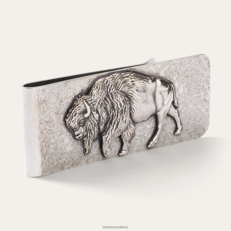 Stetson fermasoldi in bufalo americano 6BP6J418 accessorio argento sterling uomini