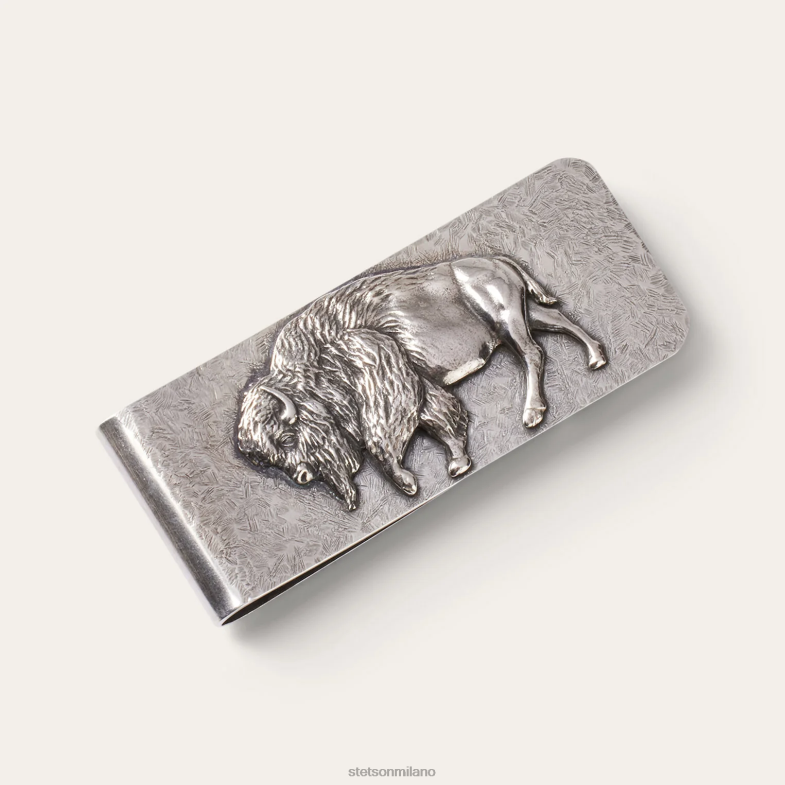 Stetson fermasoldi in bufalo americano 6BP6J418 accessorio argento sterling uomini