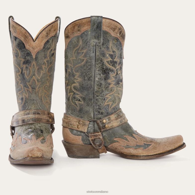 Stetson Stivale da cowboy a cratere lavato per bambini del Sundance 6BP6J225 calzature nero uomini
