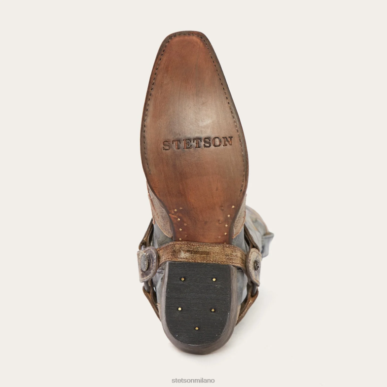 Stetson Stivale da cowboy a cratere lavato per bambini del Sundance 6BP6J225 calzature nero uomini