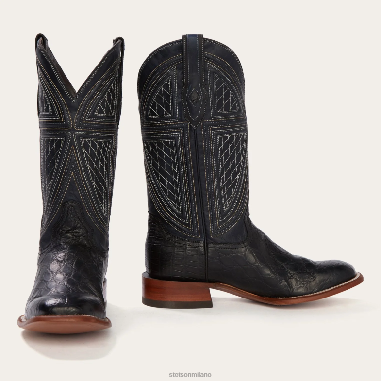Stetson cade stivale da cowboy in alligatore 6BP6J221 calzature nero uomini
