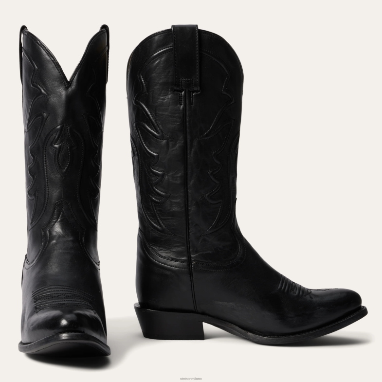 Stetson stivale Ames in pelle cordonata e brunita 6BP6J231 calzature nero uomini