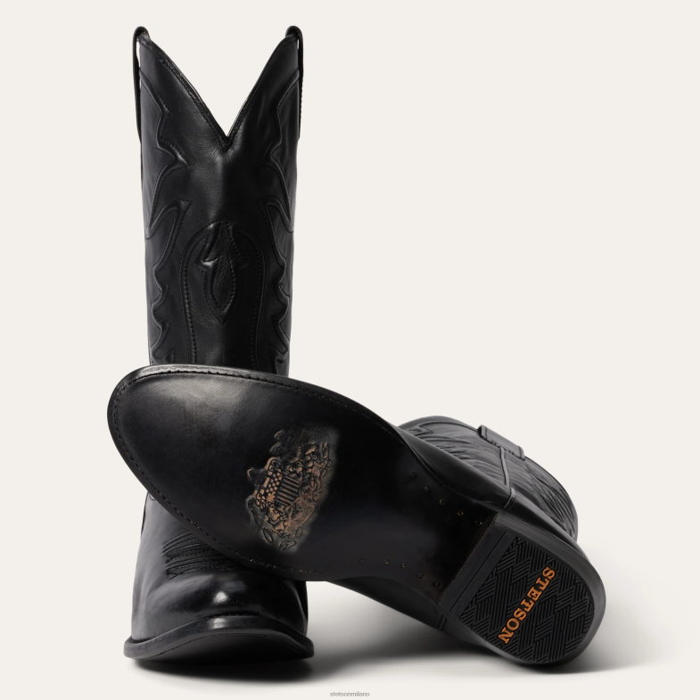 Stetson stivale Ames in pelle cordonata e brunita 6BP6J231 calzature nero uomini