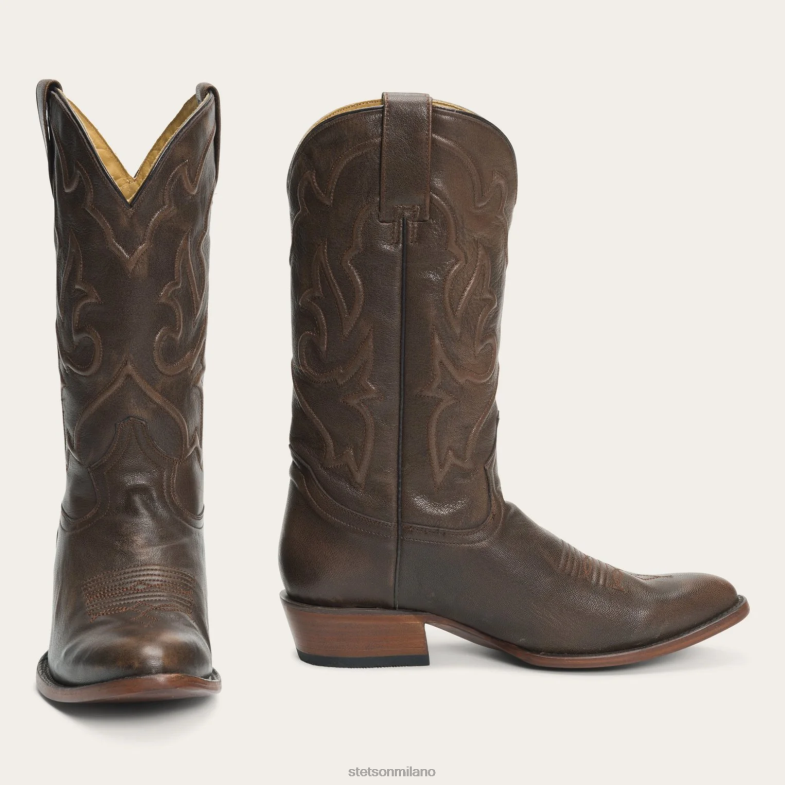 Stetson stivale carlisle in pelle spazzolata e cordonata 6BP6J242 calzature marrone uomini