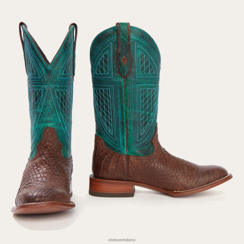 Stetson stivale da cowboy in alligatore tabacco con corno grande 6BP6J222 calzature marrone uomini