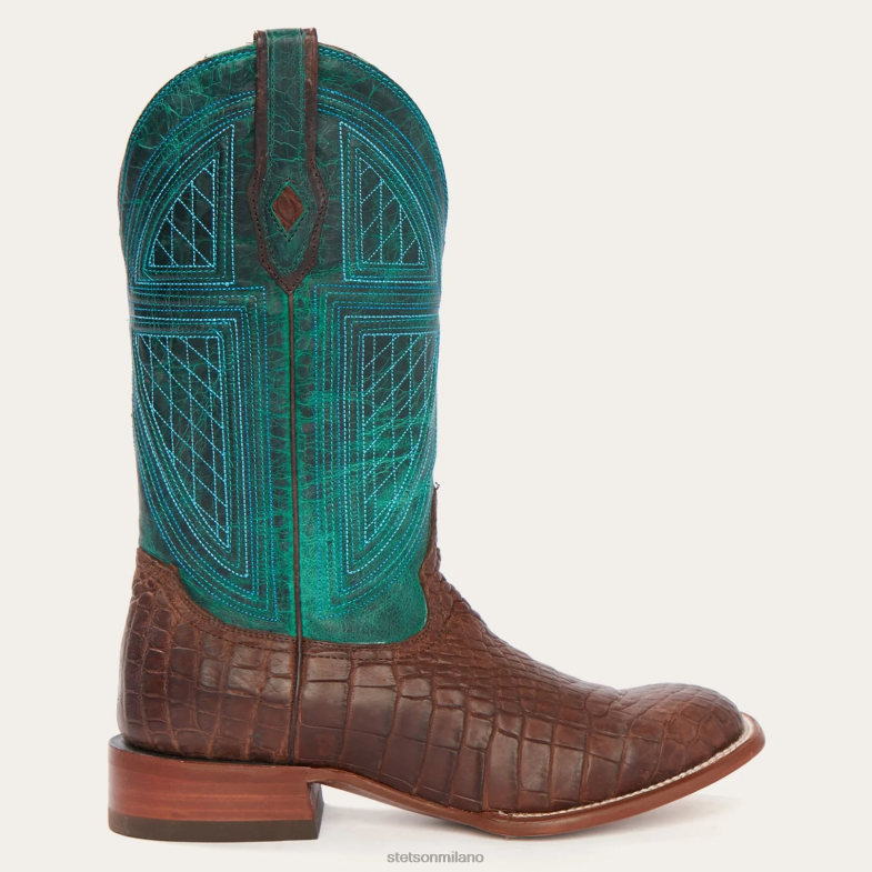 Stetson stivale da cowboy in alligatore tabacco con corno grande 6BP6J222 calzature marrone uomini