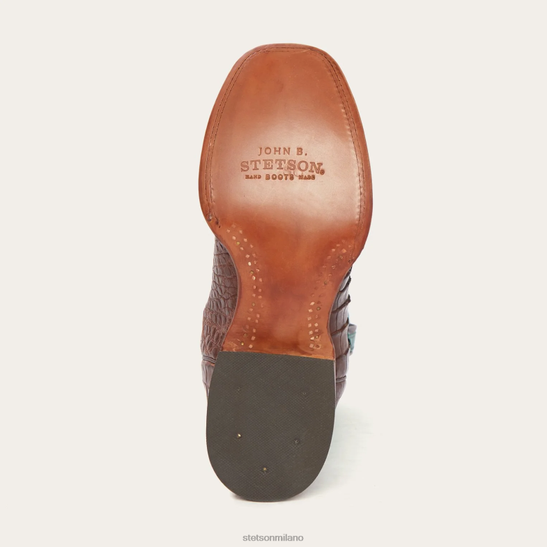 Stetson stivale da cowboy in alligatore tabacco con corno grande 6BP6J222 calzature marrone uomini